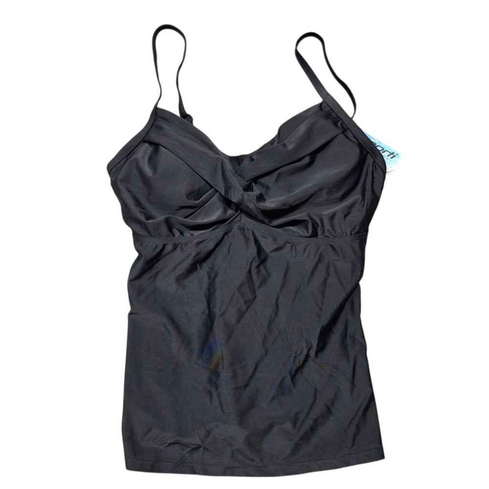 Sporti Active Twist Underwire Tankini Top Women 36D/DD Black Nylon Lycra SMA002